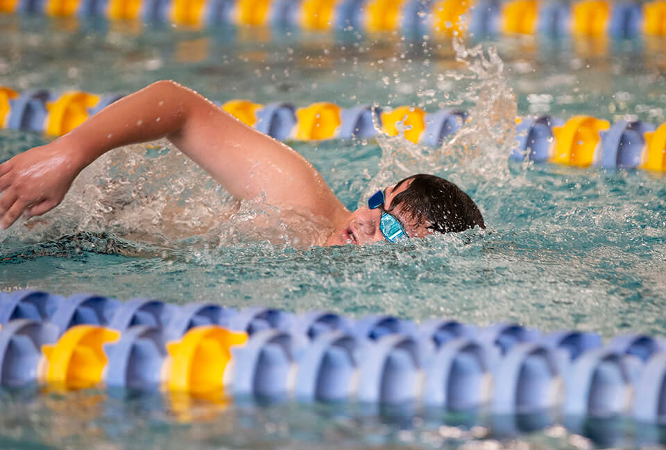 Swimmer in a race at the Great Lakes Games.
