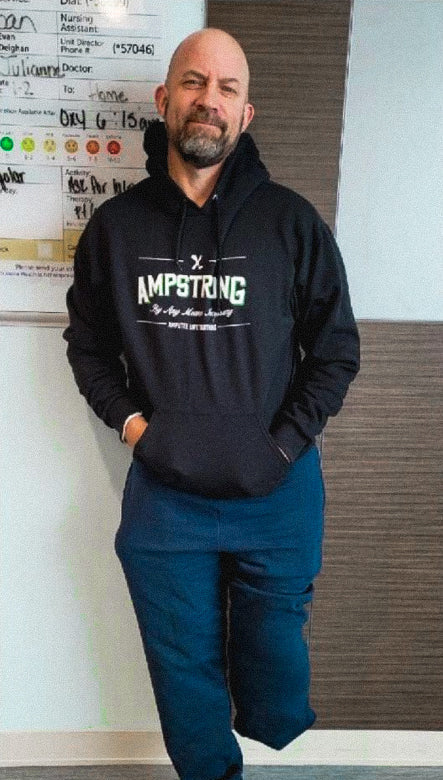 Team Amplife® Ambassador John Turoldo wearing the Ampstrong Hoodie 