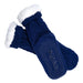 KickIt Navy Blue Hospital Slipper Socks on a white background