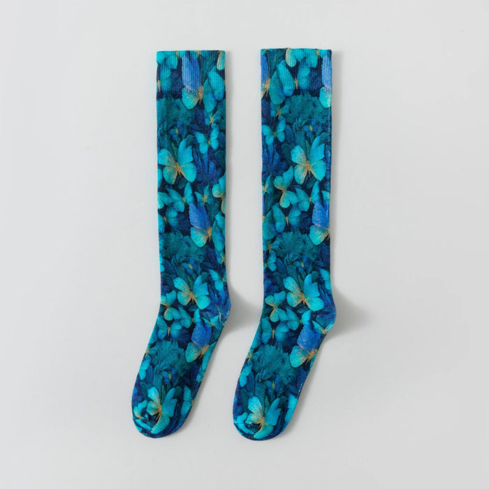Lairos Blue Flutter Youth / Women's AFO Socks on a white background