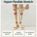 Lairos Cinema Pop Kids' AFO Socks worn on model as they stretch the collar on a white background. Text on image: Hyper-Flexible Stretch. Effortless On/Off. Shape Retention. 10% Spandex Core.