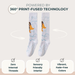 Lairos Mighty Steps Kids' AFO Socks on a white background. Text on image: Powered by 360° Print-Fused Technology. Zero Internal Threads. Sensory Friendly Interior. Vibrant, Fade-Resistance Colors