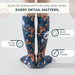 Lairos Moonlight Panda Toddler / Kids' AFO Socks back worn on model on a white background. Text on image: Socks for braces aren't like any other socks. Every detail matters. Sweat Absorbing. Friction Shield. Skin Friendly.