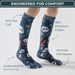 Lairos Moonlight Panda Toddler / Kids' AFO Socks side worn on model on a white background. Text on image: Engineered for comfort. Anti-Slip Cuff. 90% Premium Cotton. Minimal Flat Seams. Anatomical Fit Zero Bunching.