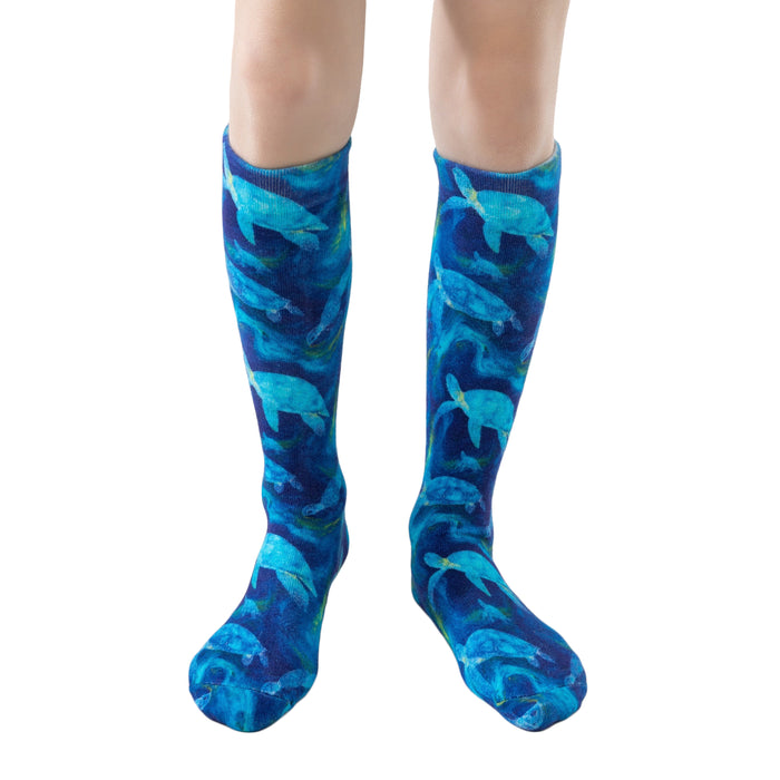 Lairos Ocean Flow AFO Socks worn on model on a white background