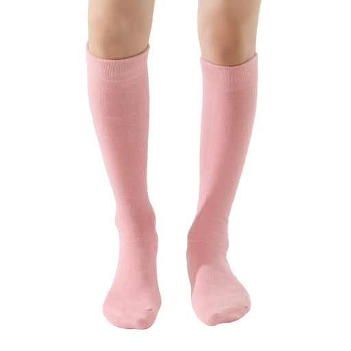 Lairos Premium Solid Pink Toddler / Kids' AFO Socks worn on model on a white background