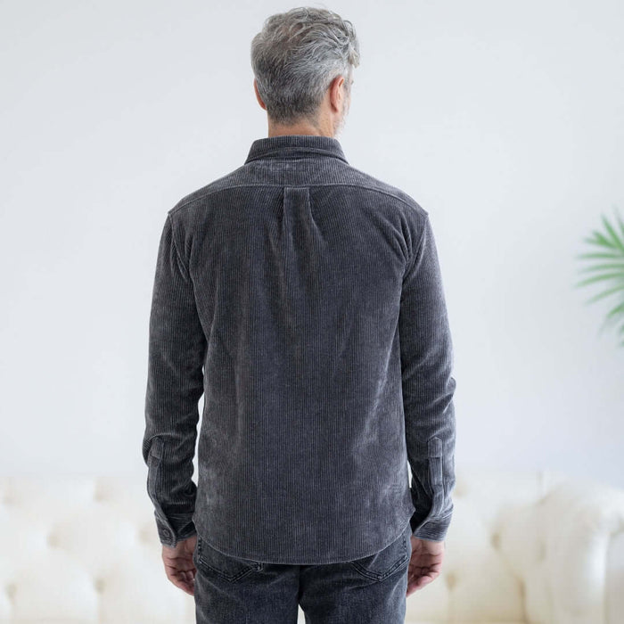 MagnaReady Adaptive Blackened Pearl Corduroy Shirt with Magnetic Closures and Pockets - back view