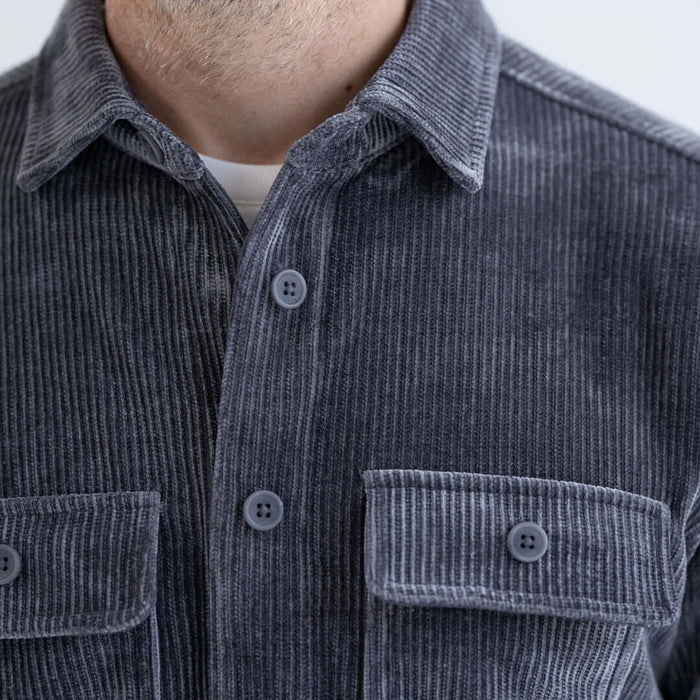 MagnaReady Adaptive Blackened Pearl Corduroy Shirt with Magnetic Closures and Pockets - stretch jacket view