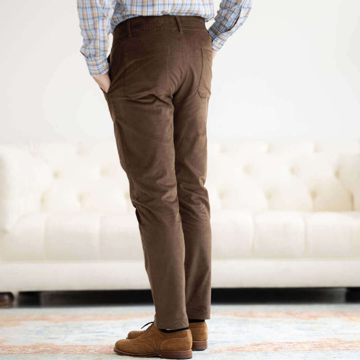 MagnaReady Adaptive Brown Fine Wale Corduroy Magnetic Fly Elastic Waist Pant - back view