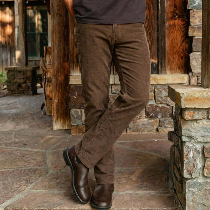 MagnaReady Adaptive Brown Fine Wale Corduroy Magnetic Fly Elastic Waist Pant - front view