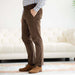 MagnaReady Adaptive Brown Fine Wale Corduroy Magnetic Fly Elastic Waist Pant - front view
