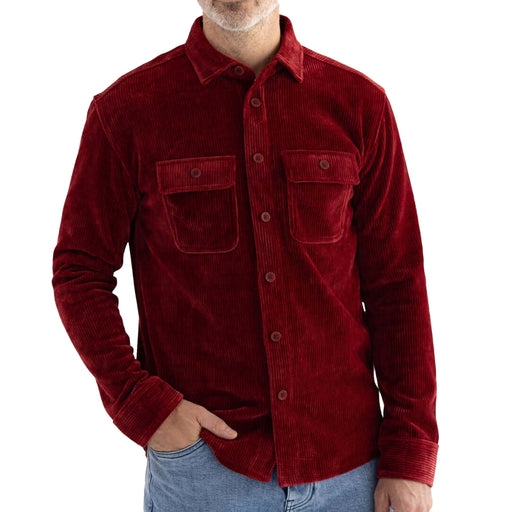 MagnaReady Adaptive Classic Red Corduroy Shirt with Magnetic Closures and Pockets - stretch jacket view