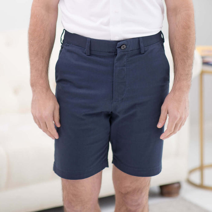 MagnaReady Adaptive Easy-Care Chino Twill Short with Magnetic Closures in Navy - front view