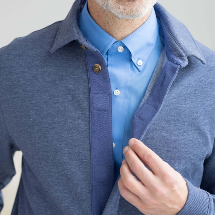MagnaReady Adaptive Magnetic Front Sweatshirt in Heathered Navy - comfort and style recommendation view