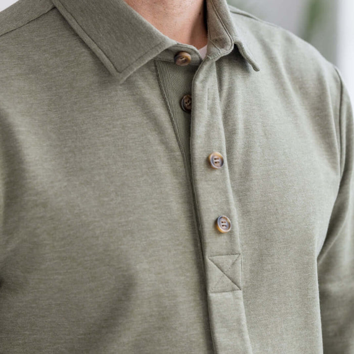 MagnaReady Adaptive Magnetic Front Sweatshirt in Heathered Olive - limited mobility and dexterity support view