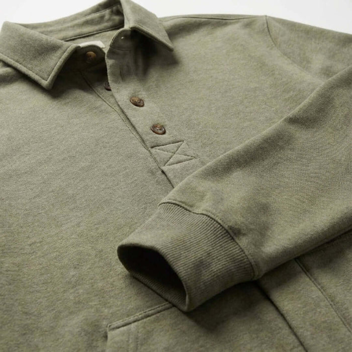 MagnaReady Adaptive Magnetic Front Sweatshirt in Heathered Olive - worn showing comfort and style for limited mobility
