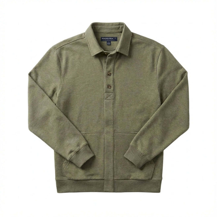 MagnaReady Adaptive Magnetic Front Sweatshirt in Heathered Olive - comfortable wear view