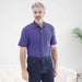 MagnaReady Blue Pique Knit Short Sleeve Polo with Magnetic Closures - detail view