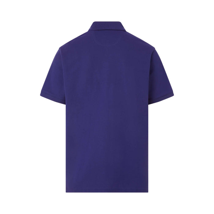 MagnaReady Blue Pique Knit Short Sleeve Polo with Magnetic Closures - front view