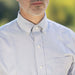 MagnaReady Brown Stripe Long Sleeve Button Down Collar Shirt with Magnetic Closures - adaptive clothing side view