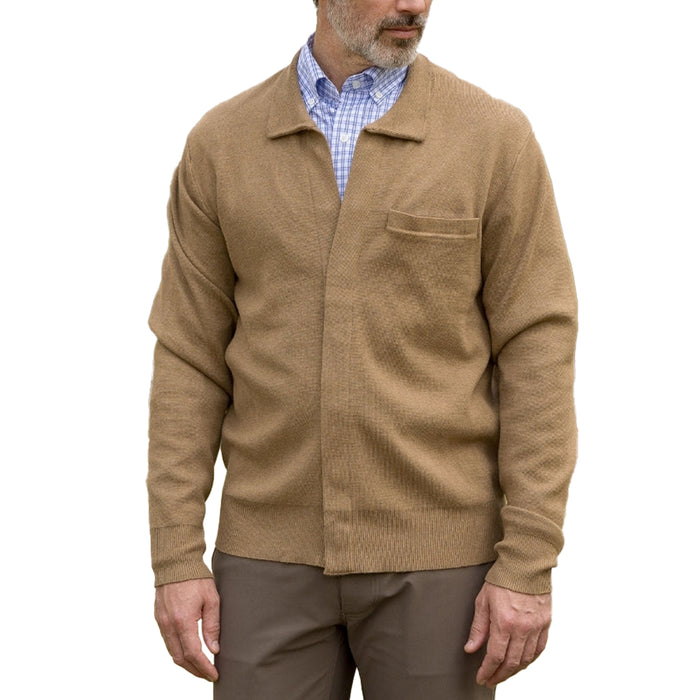MagnaReady Classic Adaptive Brown Sweater with Magnetic Front Closure and Pocket