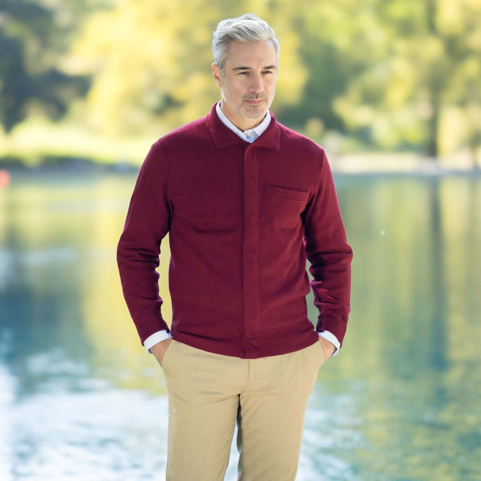 MagnaReady Classic Adaptive Red Sweater with Magnetic Front Closure and Pocket - comfort and style solution for limited mobility
