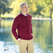 MagnaReady Classic Adaptive Red Sweater with Magnetic Front Closure and Pocket - red colorway front view for Parkinson's