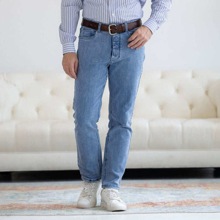 MagnaReady Denim Light Wash Five Pocket Jean with Magnetic Fly - front view