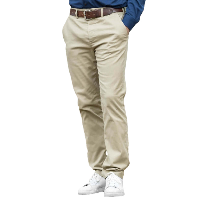 MagnaReady Khaki Chino Twill Flat Front Adaptive Easy-Care Pants with Magnetic Closures
