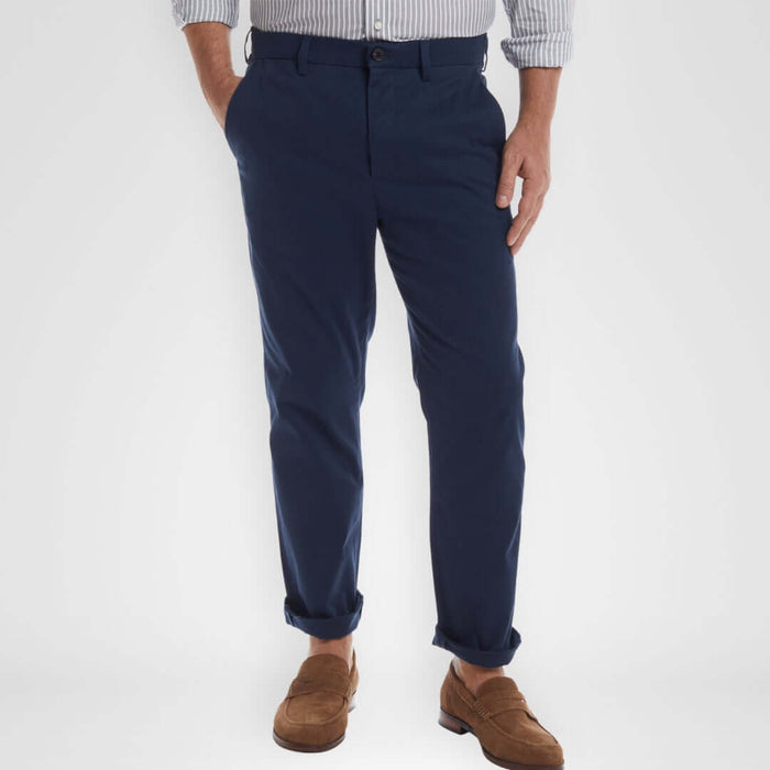 MagnaReady Flat Front Adaptive Easy-Care Chino Twill Pant with Magnetic Closures in Navy - front view