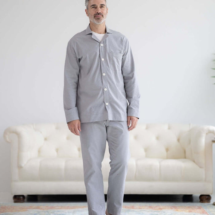 MagnaReady Grey Brushed Flannel Pajama Pant with Magnetic Fly - adaptive sleepwear for independent dressing view