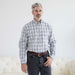 MagnaReady Grey Check Long Sleeve Button Down Collar Shirt with Magnetic Closures - lifestyle view