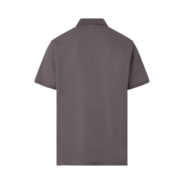 MagnaReady Grey Pique Knit Short Sleeve Polo with Magnetic Closures - back view