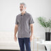 MagnaReady Grey Pique Knit Short Sleeve Polo with Magnetic Closures - lifestyle shot