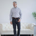 MagnaReady Grey Stripe Long Sleeve Button Down Collar Shirt with Magnetic Closures - adaptive shirt with magnetic closures