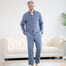 MagnaReady Long Sleeve Blue Brushed Flannel Pajama Top with Magnetic Closures - nightwear comfort lifestyle view