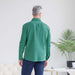 MagnaReady Magnetic Front Waffle Weave Casual Shirt with Dual Pockets in Green - back view