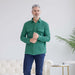 MagnaReady Magnetic Front Waffle Weave Casual Shirt with Dual Pockets in Green - front view