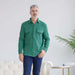 MagnaReady Magnetic Front Waffle Weave Casual Shirt with Dual Pockets in Green - lifestyle view