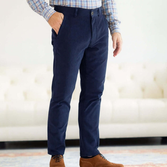 MagnaReady Navy Fine Wale Adaptive Corduroy Magnetic Fly Front Pant - front view