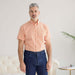 MagnaReady Short Sleeve Orange and White Gingham Cotton Shirt with Magnetic Closures - front view