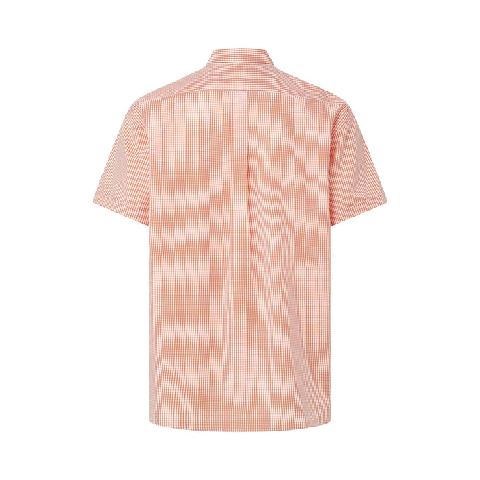 MagnaReady Short Sleeve Orange and White Gingham Cotton Shirt with Magnetic Closures
