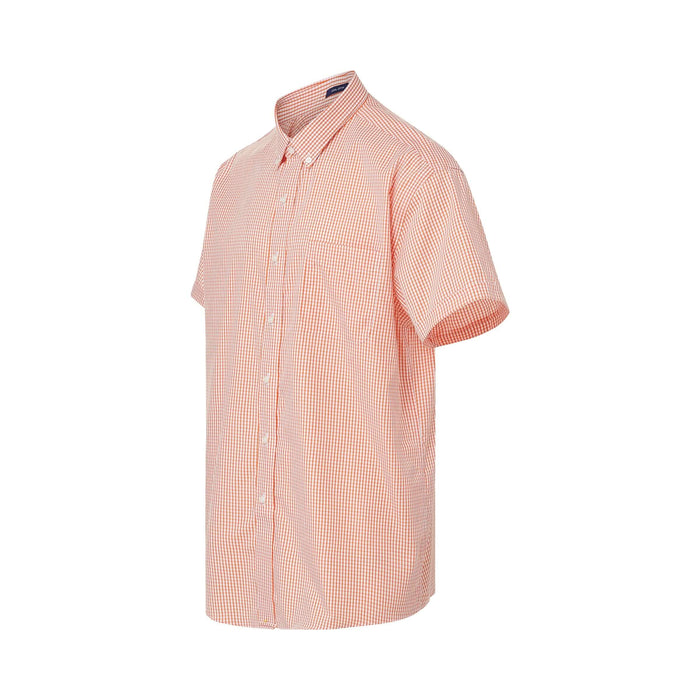 MagnaReady Short Sleeve Orange and White Gingham Cotton Shirt with Magnetic Closures