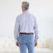 MagnaReady Stretch Long Sleeve Blue Stripe Button Down Collar Shirt with Magnetic Closures - lifestyle detail view