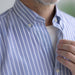 MagnaReady Stretch Long Sleeve Blue Stripe Button Down Collar Shirt with Magnetic Closures - classic adaptive dress shirt