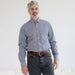 MagnaReady Stretch Long Sleeve Navy Plaid Button Down Collar Shirt with Magnetic Closures - classic adaptive dress shirt front view