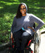 MagnaReady Women's Adaptive Hooded Wrap Magnetic Cardigan - side view showing dexterity-friendly design