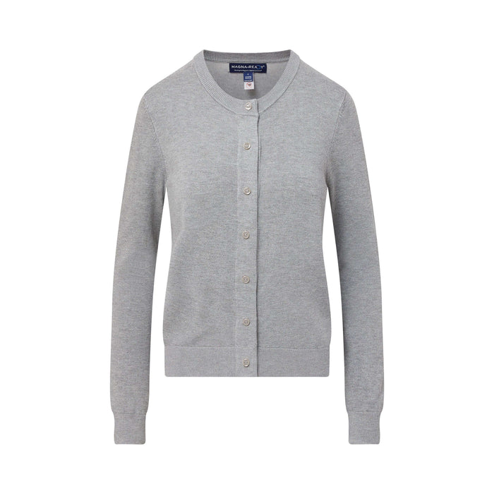 MagnaReady Women's Grey Adaptive Magnetic Knit Cardigan Sweater - front view