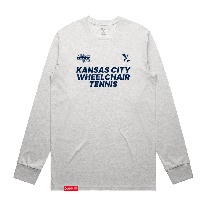 MAS Kansas City Advantage Wheelchair Tennis Ash Heather Grey Long Sleeve T-Shirt on a white background