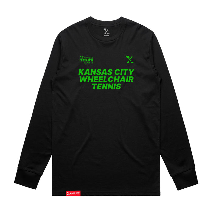 MAS Kansas City Advantage Wheelchair Tennis Black Long Sleeve T-Shirt on a white background